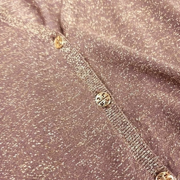 Tory Burch Brown Gold Shimmer Thin Sweater Sz S - Picture 4 of 13
